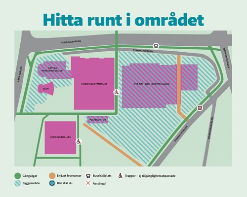 Karta över gång- och cykelvägar i området.